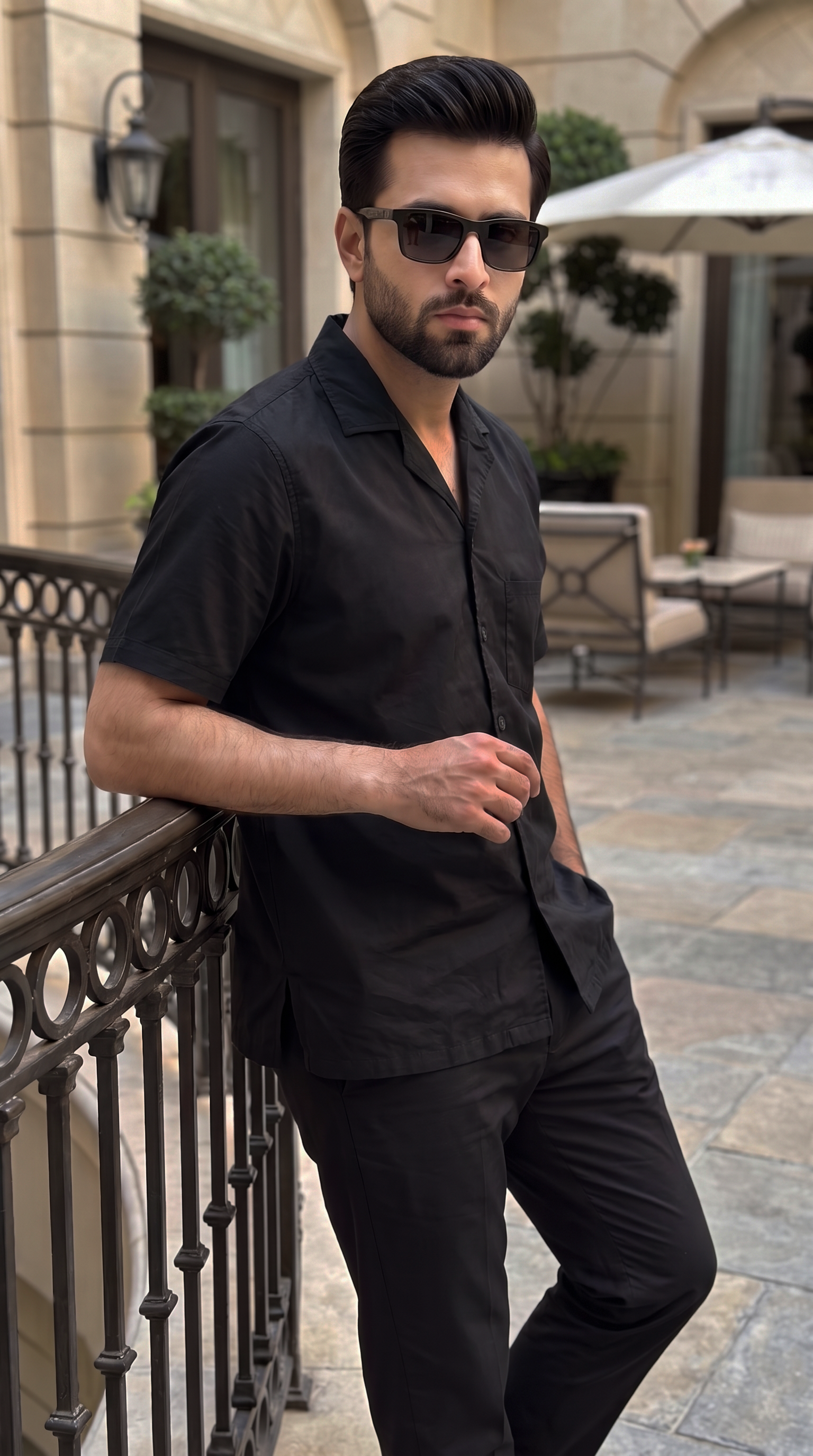Deep Espresso Black Cuban Collar Co-ord Set