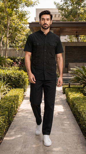 Stealth Jet Black Men's Safari Co-ord Set