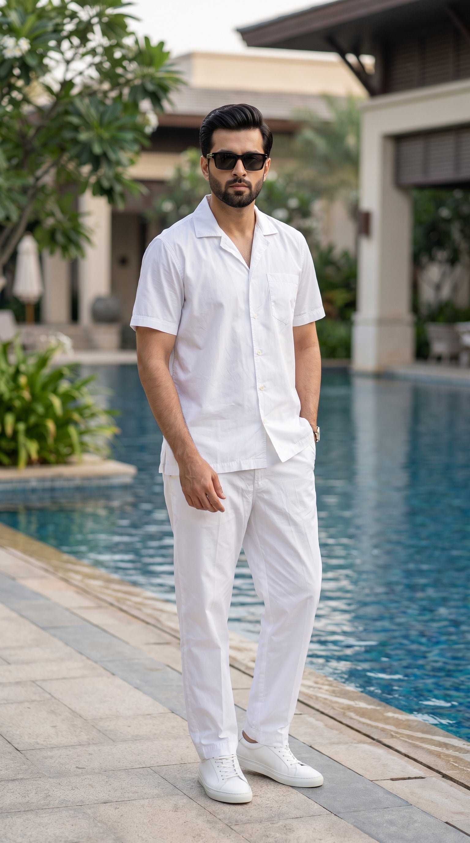 Pure White Monochromatic Resort Co-ord Set