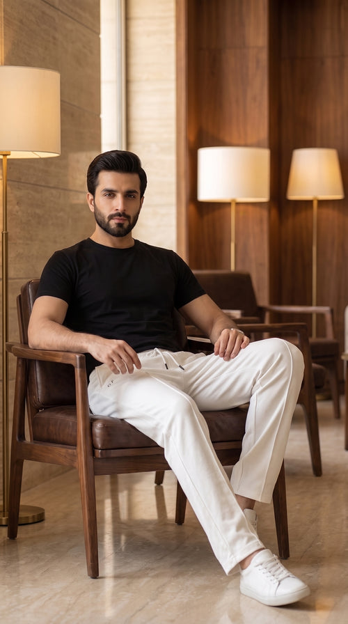 Luxe White Tailored Casual Trousers
